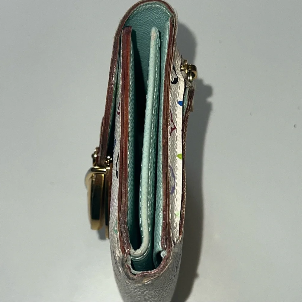 Authentic Louis Vuitton x Takashi Murakami White Multicolor Joey Wallet - Picture 15 of 17